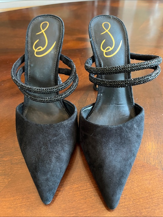 Sam Edelman Shoes - Sam Edelman Black Pointed-Toe Mules with Beaded Double Straps